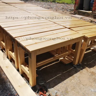 Ghế gỗ thông ngồi xông hơi dài 70cm rộng 31cm